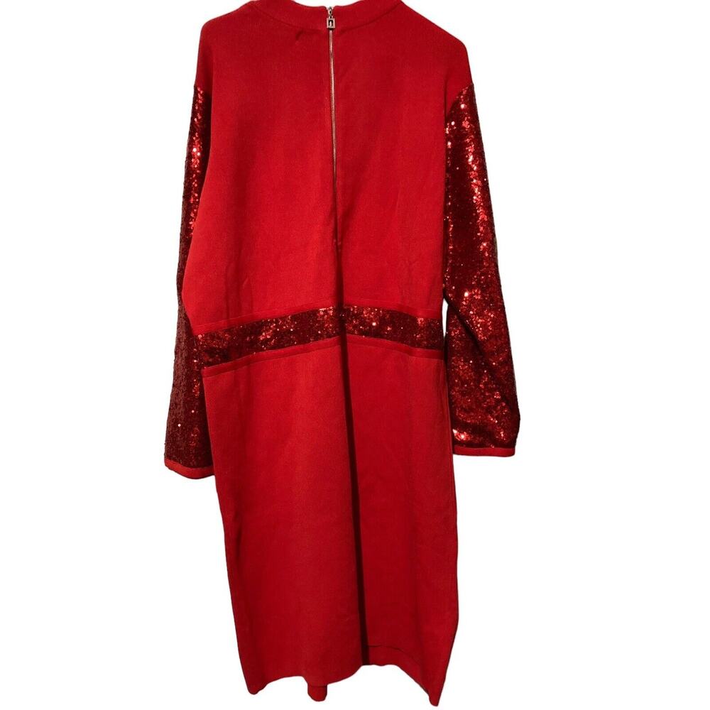 RED SEQUIN 24W‎ MIDI DRESS Evening Christmas Holiday Party - Picture 7 of 7